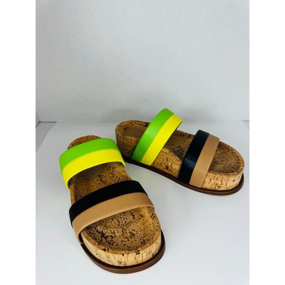 Gabriela Hearst Striker cork Platform Sandal in Black & Lime nappa Leather 35.5 - Picture 2 of 8